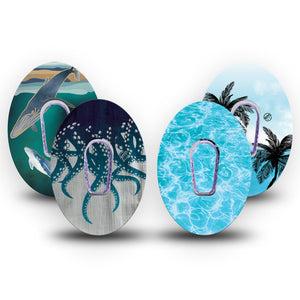 ExpressionMed Poolside Tide Dexcom G6, tape and sticker  nautical blue design Waterproof Plaster for Continuous Glucose Monitor