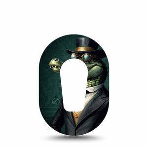 ExpressionMed Dapper Alligator Dexcom G6 Mini Tape, Single Tape Top Hat Wearing Gator, Adhesive Tape CGM Design