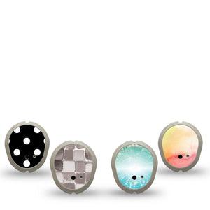 ExpressionMed Disco Pop Dexcom G7 and Dexcom Stelo Glucose Biosensor System Sticker, 4-Pack Sticker retro color palette Sensor Cover for Continuous Glucose Monitor