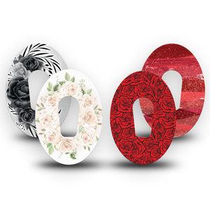 ExpressionMed Crimson Bloom Variety Pack Dexcom G6, 4-Pack Tape Valentines day bouquet Decorative Adhesive Tape for CGM