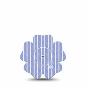 ExpressionMed Blue Stripes Freestyle Libre, Libre 2 Plus, and Abbott Lingo Flower, Single Tape and Single Sticker Cornflower blue striped Adhesive Tape for CGM