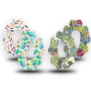ExpressionMed Desert Succulent Variety Pack  Dexcom G6 Flower Shape Tape 4-Pack Tape Variety Blue-Green Desert Cactus, Adhesive Patch Continuous Glucose Monitor Design