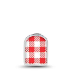 ExpressionMed Red Gingham Omnipod Sticker, Pod Surface Sticker Picnic plaid Fixing Ring Tape For Insulin Pump