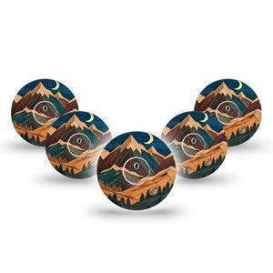 ExpressionMed Wood Mountains Freestyle Libre 3 and Libre 3 Plus, 5-Pack Tape and 5-Pack Sticker forest mountain style Sensor Cover for CGM
