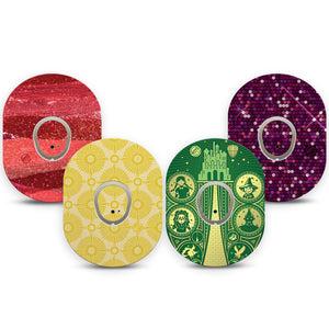 ExpressionMed Somewhere Over the Rainbow Variety Pack Dexcom G7 Tape, Dexcom Stelo Glucose Biosensor System, 4-Pack Tape and 4-Pack Sticker Variety, Oz Film Themed, Overlay Tape CGM Design