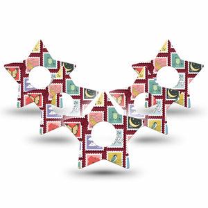 ExpressionMed Postage Stamp Freestyle Libre 3 and Libre 3 Plus Star, 5-Pack Variety postage stamps Decorative Patch for Continuous Glucose Monitor
