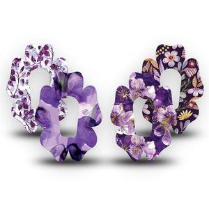 ExpressionMed Moody Plum Dexcom G6 Flower, 4-Pack Tape Beautiful purple tones Overlay Patch for Continuous Glucose Monitor
