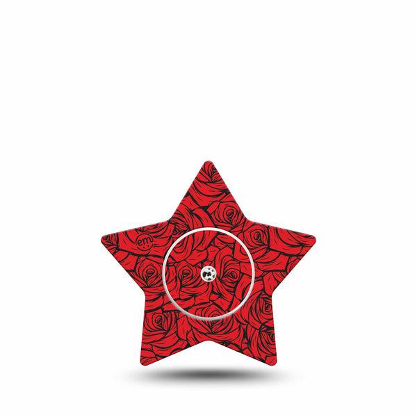 ExpressionMed Roses Freestyle Libre, Libre 2 Plus, and Abbott Lingo Star, Single Tape and Single Sticker Bold red roses Patch for CGM