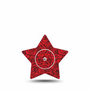ExpressionMed Roses Freestyle Libre, Libre 2 Plus, and Abbott Lingo Star, Single Tape and Single Sticker Bold red roses Patch for CGM