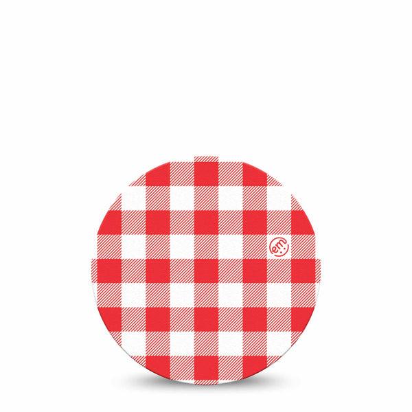 ExpressionMed Red Gingham Dexcom G7 and Dexcom Stelo Glucose Biosensor System OverPatch, Single Tape Red plaid Adhesive Tape for CGM