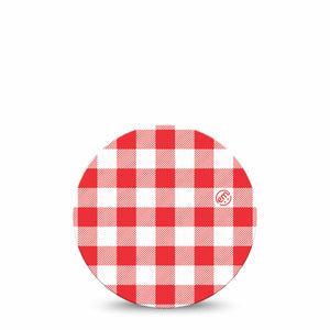ExpressionMed Red Gingham Freestyle Libre, Libre 2 Plus, and Abbott Lingo OverPatch, Single Tape Red plaid Fixing Ring Tape for Continuous Glucose Monitor