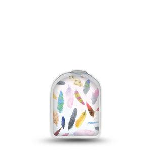 ExpressionMed Feathers Omnipod Surface Center Sticker Single Sticker Multicolored Feathers Vinyl Decoration Pump Design