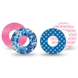 ExpressionMed Cotton Candy Coast Variety Pack Freestyle Libre and Libre 2 Plus Tape, Abbott Lingo, 4-Pack Tape Variety Barbie Doll Inspired, Fixing Ring Tape Continuous Glucose Monitor Design