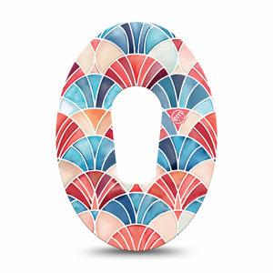 ExpressionMed Watercolor Fan Dexcom G6, Single Tape Summertime fan print Fixing Ring Tape for Continuous Glucose Monitor