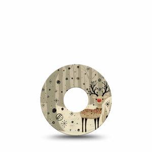 ExpressionMed Woodland Reindeer Freestyle Libre 3 and Libre 3 Plus Tape, Single Tape Basic Muted Christmas, Adhesive Tape Continuous Glucose Monitor Design
