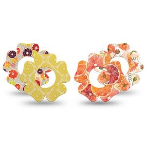 ExpressionMed Citrus Crush Freestyle Libre, Libre 2 Plus, and Abbott Lingo Flower, 4-Pack Tape citrus fruit pattern Overlay Patch for Continuous Glucose Monitor