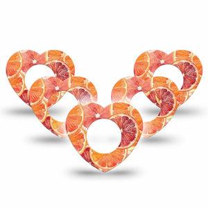 ExpressionMed Oranges Freestyle Libre, Libre 2 Plus, and Abbott Lingo Heart, 5-Pack Summer citrus slices Adhesive Tape for Continuous Glucose Monitor