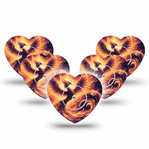 ExpressionMed Rising Phoenix Freestyle Libre 2 and Libre 2 Plus Heart Shape Tape, Abbott Lingo, 5-Pack Tape and 5-Pack Sticker Strength and Hope Symbolism, Adhesive Patch CGM Design