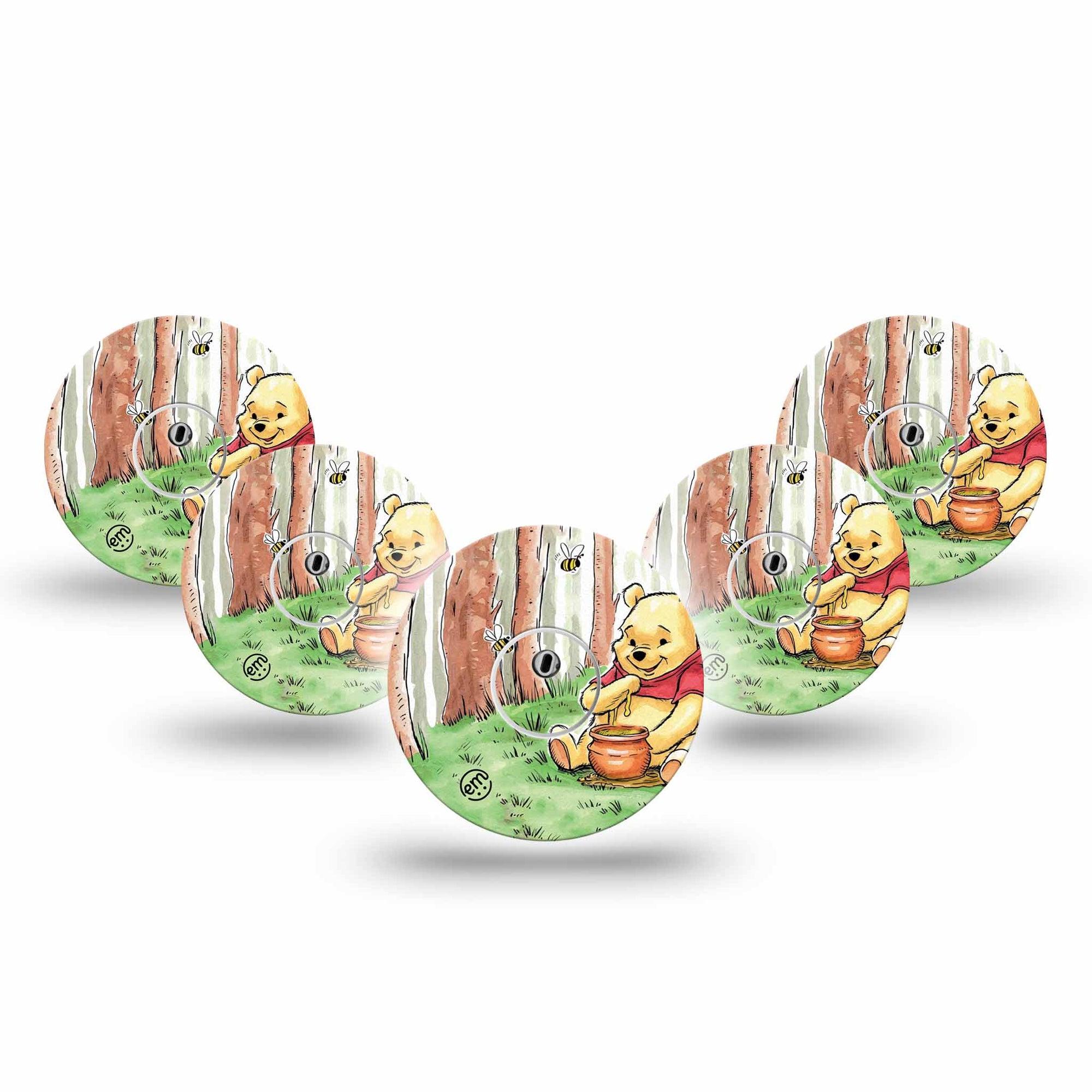 ExpressionMed Winnie the Pooh Freestyle Libre 3 Tape Single Tape and Single Sticker Pooh Hundred Acre Woods Adhesive Tape CGM Design