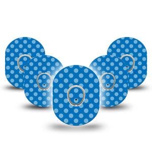 ExpressionMed Blue Polka Dots Dexcom G7 Tape, Dexcom Stelo Glucose Biosensor System, 5-Pack Tape and 5-Pack Sticker Classic Polka Dots, Overlay Tape CGM Design
