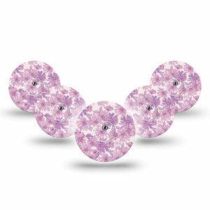 ExpressionMed Purple Daisy Freestyle Libre 3 and Libre 3 Plus Tape, 5-Pack Tape and 5-Pack Sticker Pastel Lilac Florals, Adhesive Tape Continuous Glucose Monitor Design