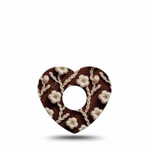ExpressionMed Cozy Sweater Freestyle Libre 3 and Libre 3 Plus Heart Shape Tape, Single Tape Knit Blossoms, Patch CGM Design
