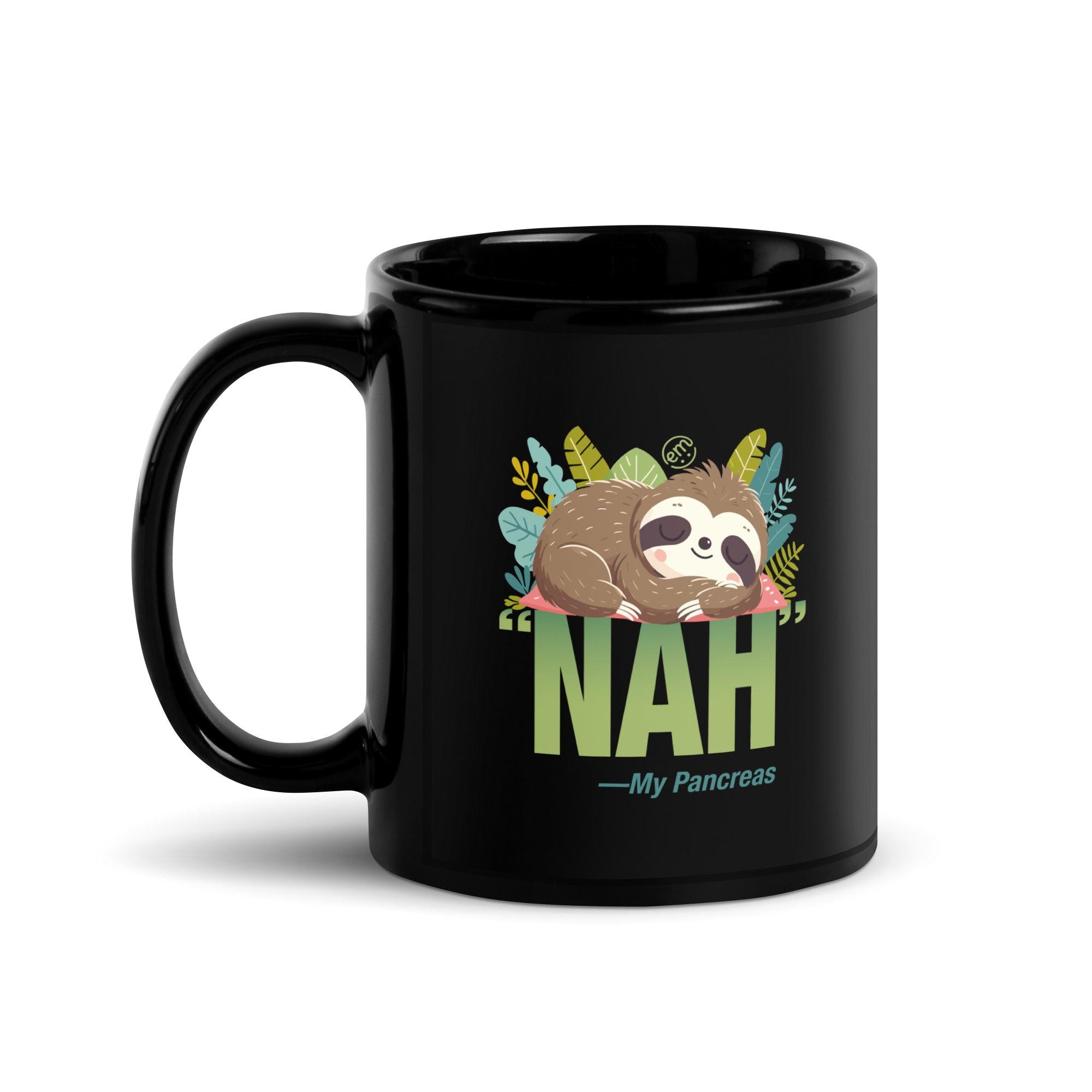 ExpressionMed NAH Sloth Black Glossy Mug