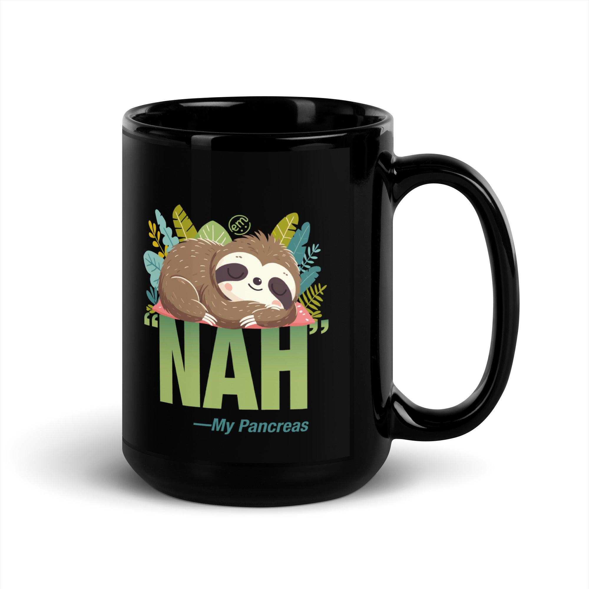 ExpressionMed NAH Sloth Black Glossy Mug