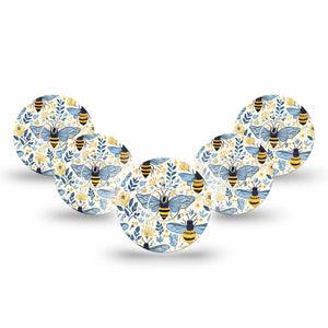 ExpressionMed Busy Bees Freestyle Libre 3 and Libre 3 Plus, 5-Pack Tape and 5-Pack Sticker Spring petals bees Sensor Cover for CGM
