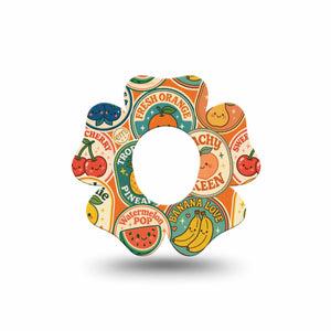 ExpressionMed Fruit Stickers Dexcom G7 and Dexcom Stelo Glucose Biosensor System Flower, Single Tape Fresh fruit print Adhesive Tape for CGM