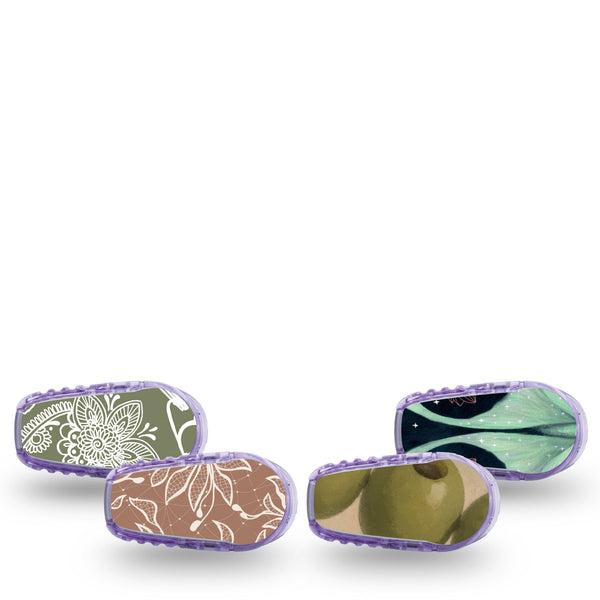 ExpressionMed Olive Grove Dexcom G6 Sticker, 4-Pack Sticker Khaki green prints Adhesive Tape for CGM