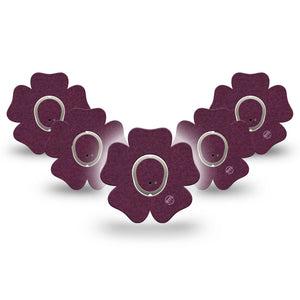 ExpressionMed Wine Red Dexcom G7 Flower Shape Tape, Dexcom Stelo Glucose Biosensor System, 5-Pack Tape and 5-Pack Sticker Basic Color, Plaster CGM Design