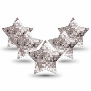 ExpressionMed Mirror Ball Freestyle Libre, Libre 2 Plus, and Abbott Lingo Star, 5-Pack Tape and 5-Pack Sticker Sparkling disco inspired Waterproof Sensor Cover for Continuous Glucose Monitor