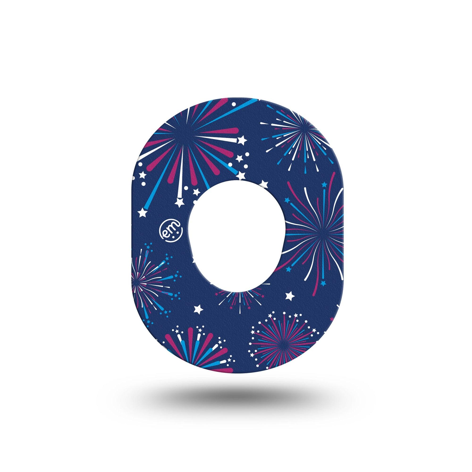 ExpressionMed Night Sky Celebration Dexcom G7 Mini Tape, Dexcom Stelo Glucose Biosensor System, Single Radiant Fireworks Patch Continuous Glucose Monitor Design