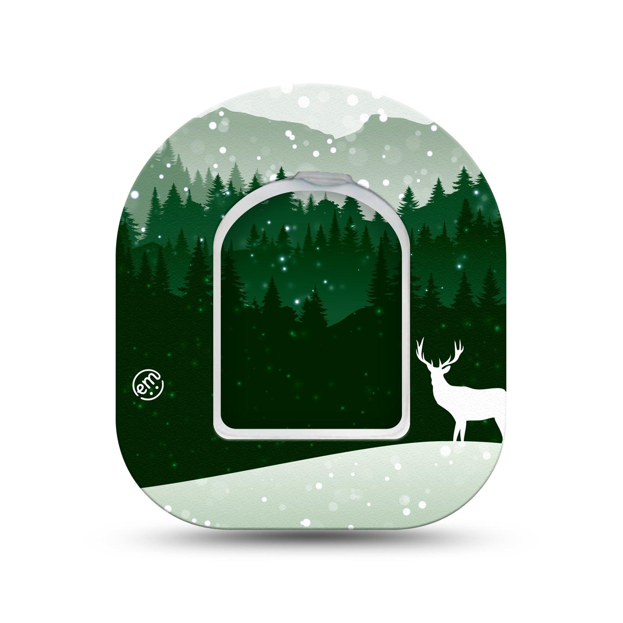 ExpressionMed Winter Wonderland Omnipod Surface Center Sticker and Mini Tape Snowy Season Vinyl Sticker and Tape Design Pump Design