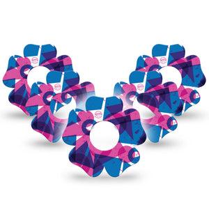 ExpressionMed Violet Vortex Infusion Set Flower Shape Tape 10-Pack Tape Retro-Inspired Mishmash Of Shapes, Plaster Continuous Glucose Monitor Design