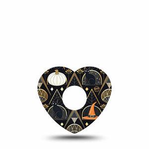 ExpressionMed Art Deco Halloween Freestyle Libre 3 and Libre 3 Plus Heart Shape Tape, Single Tape Black Cats Art Deco, Patch CGM Design
