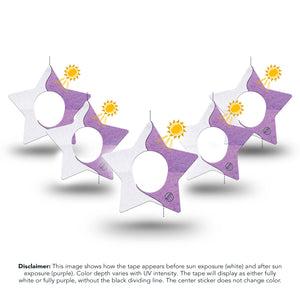ExpressionMed Solar Violet Dexcom G7 Star Shape Tape, Dexcom Stelo Glucose Biosensor System, 5-Pack Tape Sunlight-Activated, Overlay Patch CGM Design