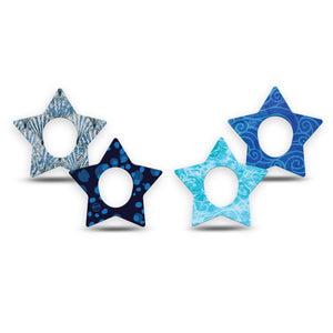 ExpressionMed Coastal Blues Dexcom G7 and Dexcom Stelo Glucose Biosensor System Star, 4-Pack Tape coastal blue pattern Overlay Tape for Continuous Glucose Monitor