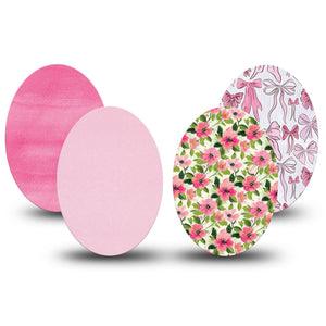 ExpressionMed Soft Pink Medtronic Guardian Enlite Universal Oval, 4-Pack Tape Cute bows and florals Best Covers for CGM