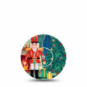 ExpressionMed Nutcracker Freestyle Libre Tape, Abbott Lingo, Single Tape and Single Sticker Holiday Theme Toy Soldier, Fixing Ring Tape Continuous Glucose Monitor Design