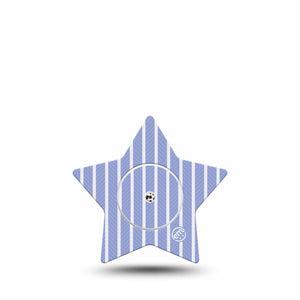 ExpressionMed Blue Stripes Freestyle Libre, Libre 2 Plus, and Abbott Lingo Star, Single Tape and Single Sticker Peaceful blue white stripes Patch for CGM