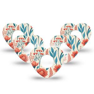 ExpressionMed Desert Wildflower Infusion Heart, 10-Pack High contrast floral design Adhesive Tape For Pump