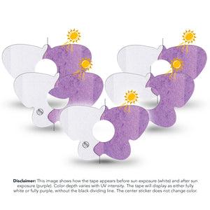 ExpressionMed Solar Violet Freestyle Libre 3 and Libre 3 Plus Butterfly Shape Tape, 5-Pack Tape Sunlight-Responsive Color, Overlay Tape CGM Design