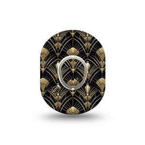 ExpressionMed Midnight Deco Dexcom G7 and Dexcom Stelo Glucose Biosensor System Mini, Single Tape and Single Sticker Geometric retro print Waterproof Sensor Cover for CGM
