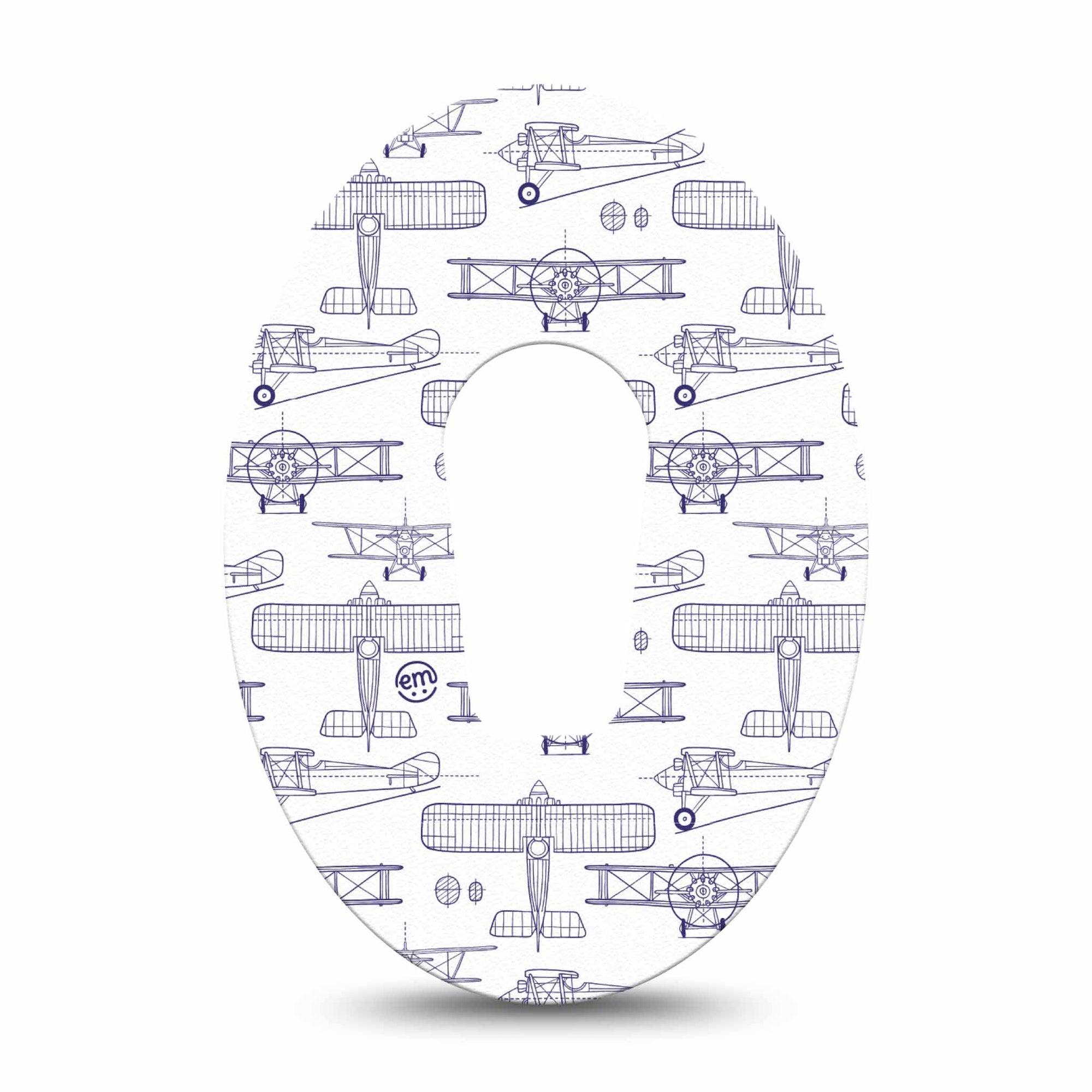 ExpressionMed Airplane Dexcom G6 Tape, Single Tape Aircraft Drawings, Plaster Continuous Glucose Monitor Design