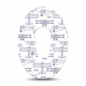 ExpressionMed Airplane Dexcom G6 Tape, Single Tape Aircraft Drawings, Plaster Continuous Glucose Monitor Design