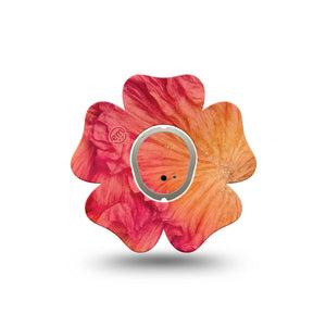 ExpressionMed Ruffles Dexcom G7 and Dexcom Stelo Glucose Biosensor System Flower, Single Tape and Single Sticker Sunset color floral Patch for CGM