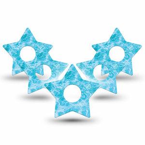 ExpressionMed Sunlit Water Freestyle Libre 3 and Libre 3 Plus Star, 5-Pack Blue water Decorative Patch for Continuous Glucose Monitor