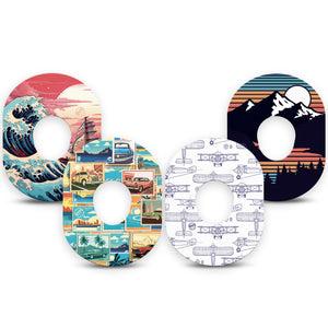 ExpressionMed Wander & Roam Variety Pack Dexcom G7 Tape, Dexcom Stelo Glucose Biosensor System, 4-Pack Tape Variety, Fun Vehicles, Overlay Tape CGM Design